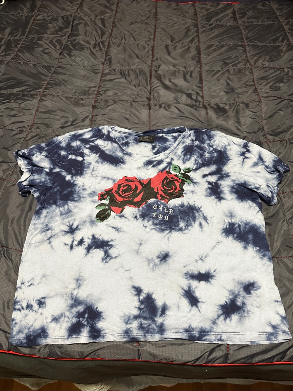 Empyre Tie-Dye Short Sleeve Tee with Red Rose Graphic